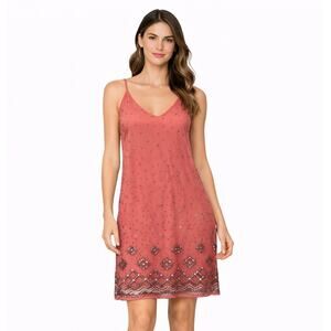 White House Black Market Embellished Shift Dress Coral Size M EUC